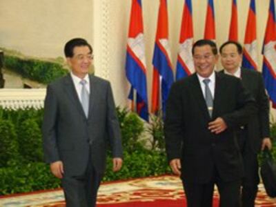 Chủ tịch Trung Quốc và chủ tịch Cambodia, tháng 3-2012-AFP photo