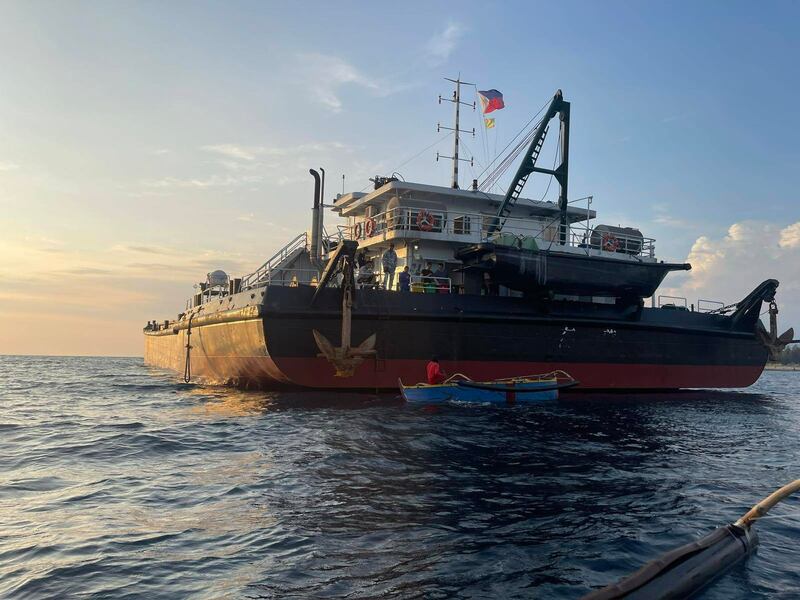 The Philippine Coast Guard detains MT Hyperline 988, a foreign vessel under the flag of Sierra Leone, May 16, 2024. (Philippine Coast Guard)