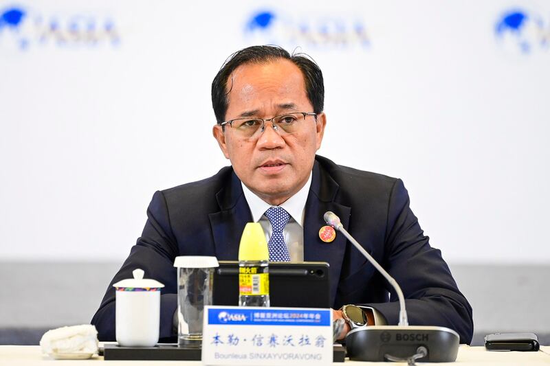 Bounleua Sinxayvoravong, Governor, Bank of the Lao PDR, attends a meeting during the Boao Forum for Asia Annual Conference 2024, March 29, 2024 in Boao, Qionghai City, Hainan Province of China. (Tian Yuhao/China News Service/VCG via Getty Images)