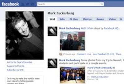 Trang Facebook của Mark Zuckerberg. Screen capture.