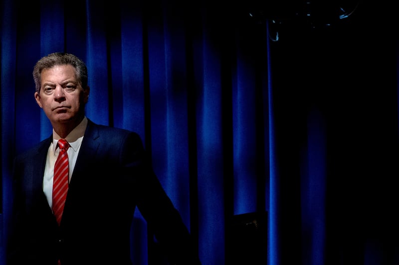 Sam Brownback, Ambassador at Large for International Religious Freedom attends a news conference at the State Department in Washington,  June 10, 2020.