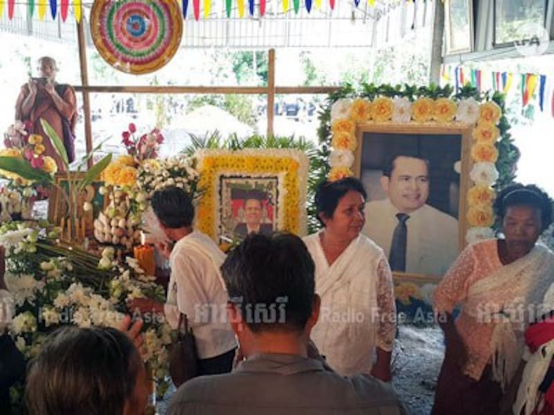 Cambodians commemorate political commentator Kem Ley on the first anniversary of his death at a ceremony in Ang Takob village in Leay Bo commune, Tram Kak district, southwestern Cambodia's Takeo province, July 9, 2017.