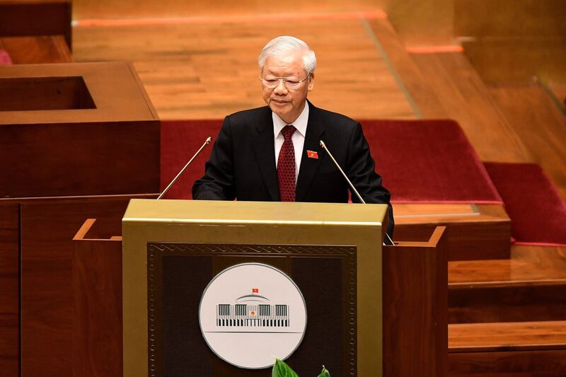 Vietnam's Communist Party General Secretary Nguyen Phu Trong has wielded anti-corruption tactics as a political weapon. Credit: AFP