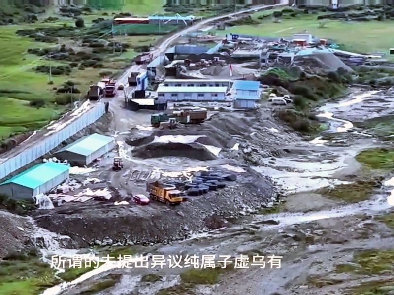 A sand mining operation along the Tsaruma River in Kyungchu county in Sichuan province, China, in this image posted Oct. 15, 2024.