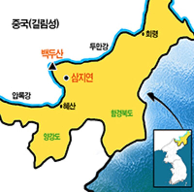 삼지연 인근 지도