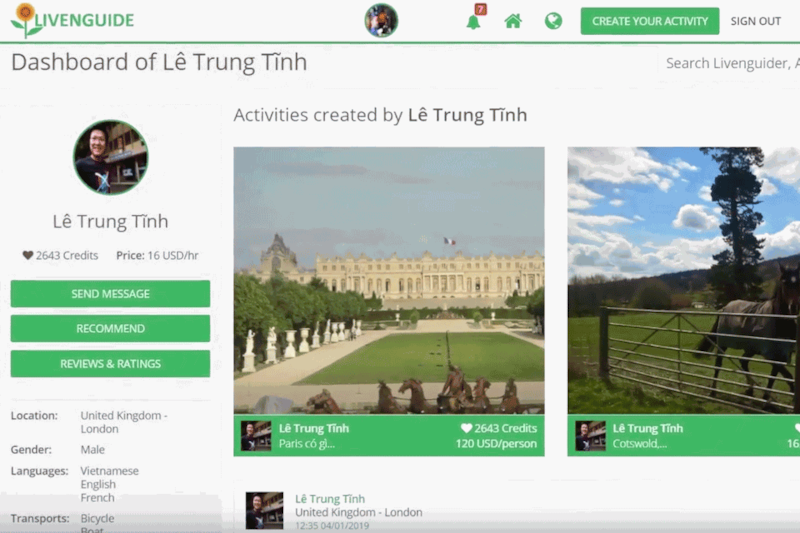 Màn hình mạng Livenguide của Ts. Lê Trung Tỉnh