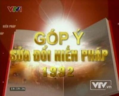 Kêu gọi nhân dân góp ý dự thảo sửa đổi Hiến pháp trên Đài truyền hình VTV. Screen capture.