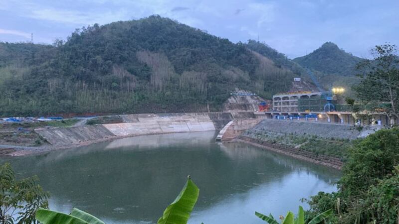 A Chinese-backed dam under construction on the Nam Ou River, a tributary of the Mekong River in Laos' Luang Prabang province, in an undated photo.