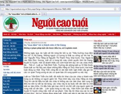 Trang Báo Người cao tuổi online. Hình chụp từ website.