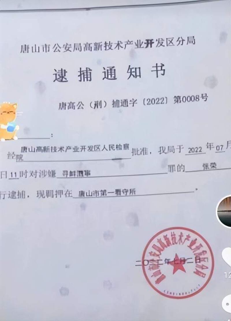 張榮女士在她舉報的事情還沒有正式解決之前，她就被逮捕了，被捕的罪名是「尋釁滋事罪」。（網絡圖片）