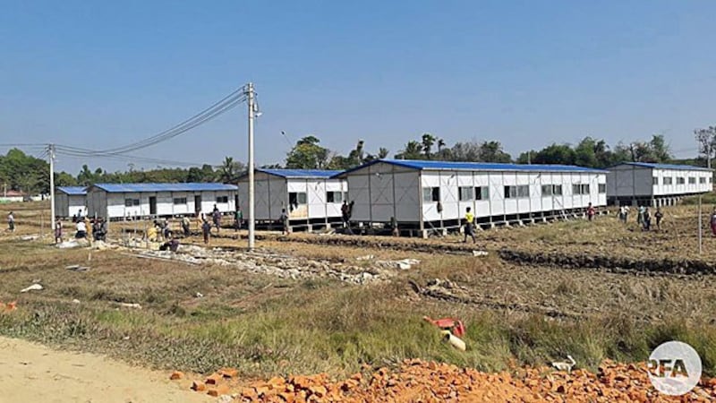 A newly built repatriation center for processing returning Rohingya refugees stands in Taung Pyo Letwe village, Maungdaw township, in western Myanmar's Rakhine state in an undated photo.