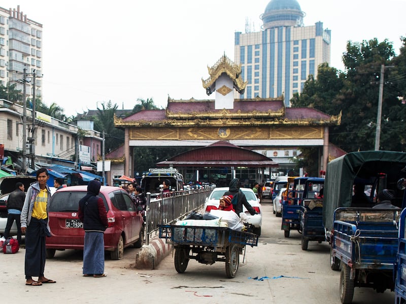 People at the Muse border gate in Myanmar's Shan State wait to cross into China on Jan. 11, 2019.