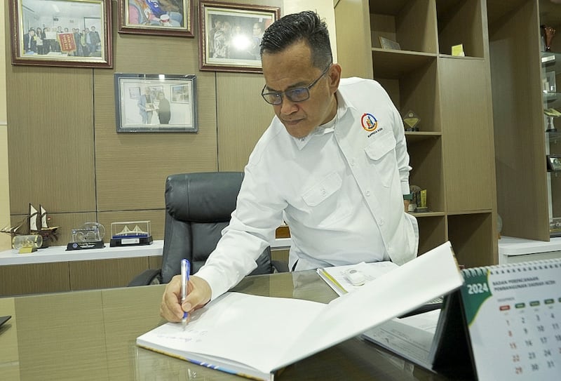 Ahmad Dadek, who heads Aceh’s Development Planning Agency, is responsible for establishing housing regulations in tsunami-prone regions, Dec. 4, 2024.