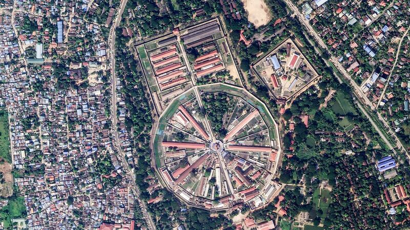 A Nov. 30, 2020, satellite image of Yangon's Insein Prison, which for decades has been the main center of detention for Myanmar's political prisoners.