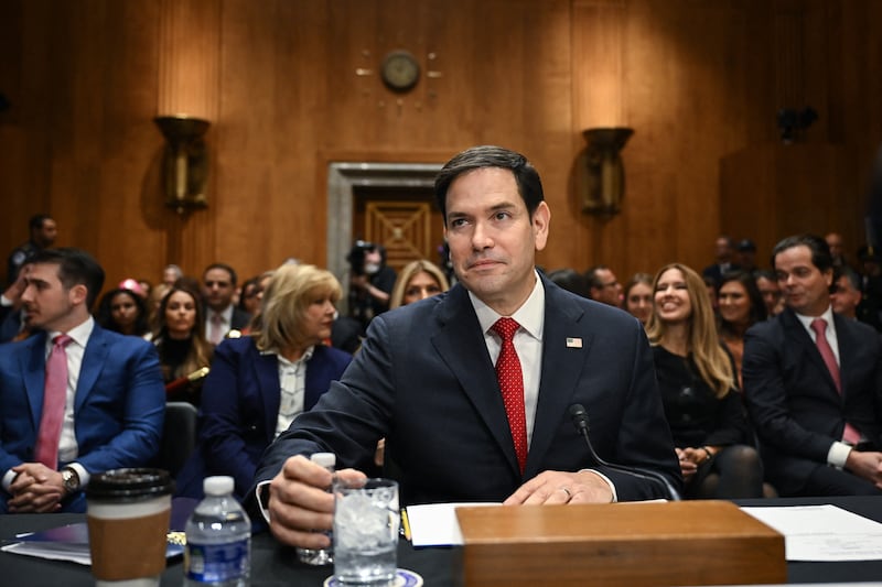 Marco Rubio testifies at the Senate Foreign Relations Committee hearing on his nomination to be Secretary of State, on Capitol Hill in Washington, Jan. 15, 2025.