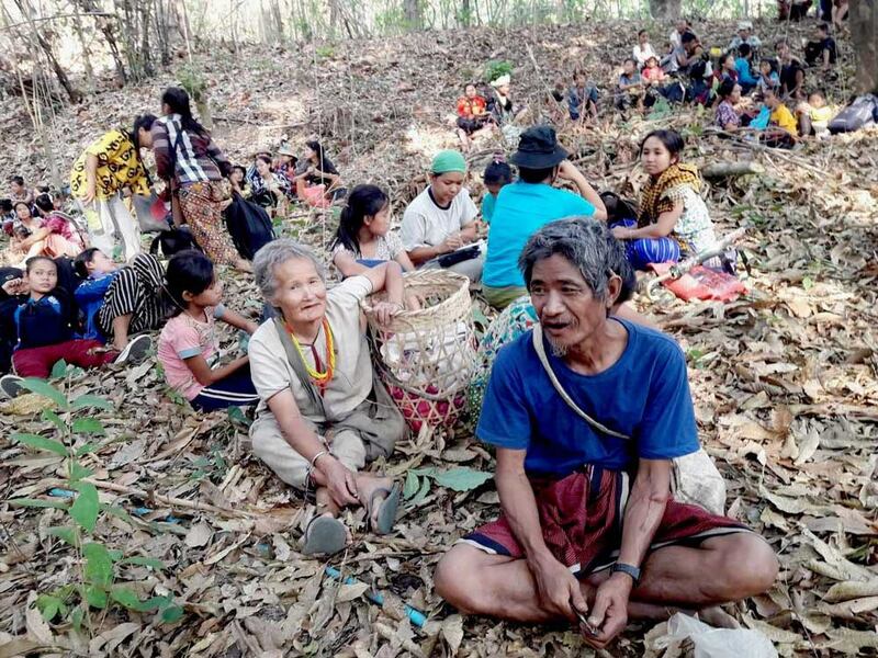 Villagers in Karen State take shelter in the forest. (Karen Teacher Working Group)