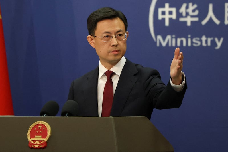 Chinese Foreign Ministry spokesperson Guo Jiakun takes a question at a press conference in Beijing, Jan. 7, 2025.