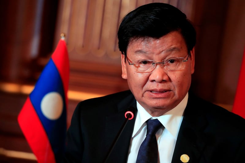 A file photo showing Laos' President Thongloun Sisoulith at the Japan-Mekong Summit Meeting in Tokyo, Japan, Oct. 9, 2018. At the time he was prime minister of Laos. Credit: Reuters