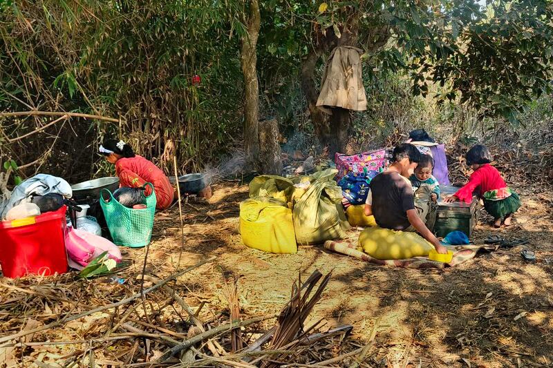 War displaced people from Kyaukphyu township, Rakhine State, late Feb.2025.