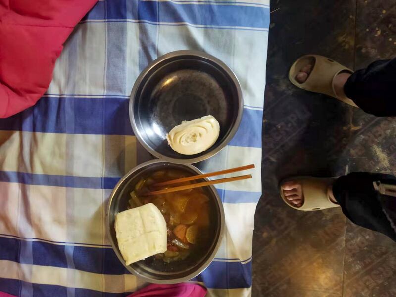 Food provided to workers by Shandong Jiaqiang Real Estate Co. Ltd. ay its construction site in Algeria. Credit: A worker