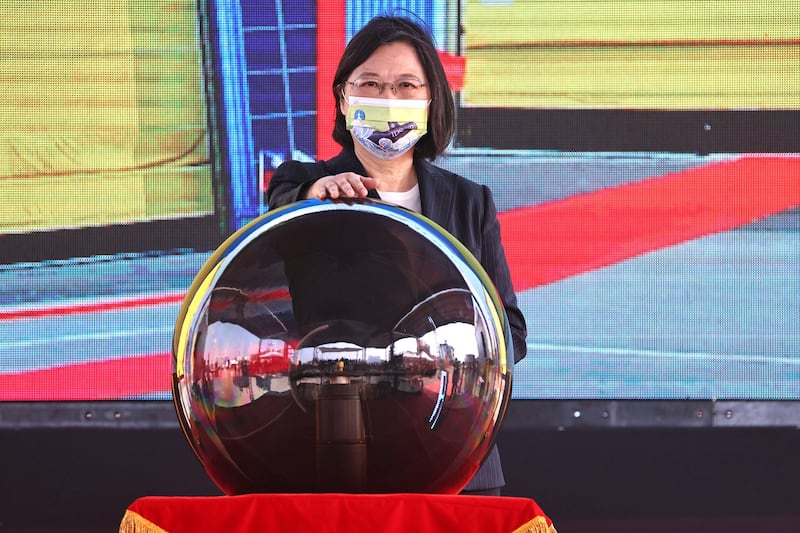 Taiwan President Tsai Ing-wen attends a ceremony for the start of construction of a new submarine fleet in Kaohsiung, Taiwan, Nov. 24, 2020. Credit: Reuters