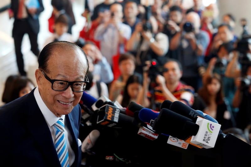 Hong Kong tycoon Lee Ka-shing, chairman of CK Hutchison Holdings, in Hong Kong, May 10, 2018.