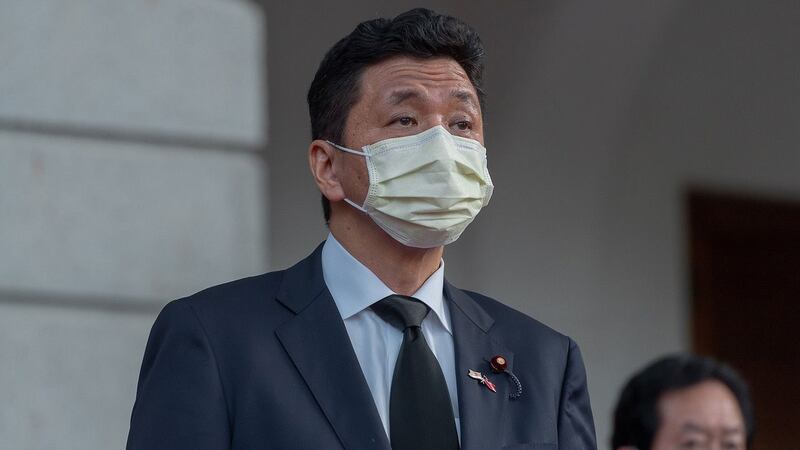 日本首相安倍晋三胞弟岸信夫也在日本吊唁团之列。（总统府提供）