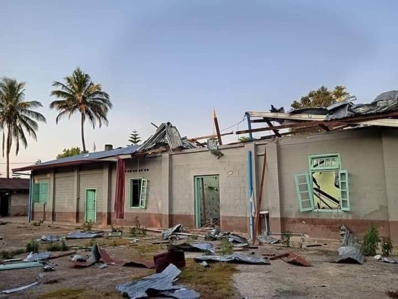 A Christian convent destroyed by an air strike in Kayah state's Demoso township. Credit: Citizen journalist