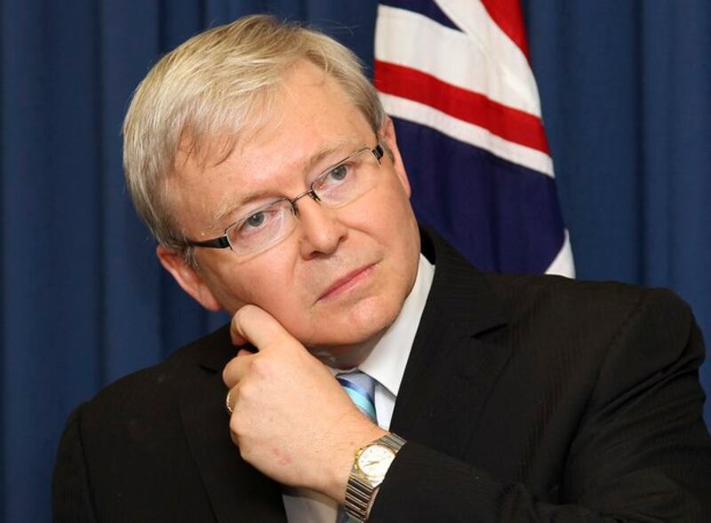 澳大利亚前总理陆克文(Kevin Rudd)就当前的俄罗斯和乌克兰战争表示，这对中国和西方都是一个学习教训，对于未来可能发生的中美战争，两方都在模拟可能出现的情况。（美联社图片）