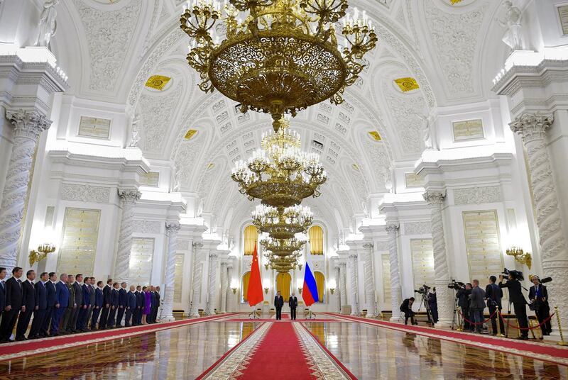 In this June 5, 2019 photo, Russian President Vladimir Putin and Chinese President Xi Jinping attend a ceremony in the Kremlin, Moscow, Russia. Credit: Alexei Druzhinin/Sputnik/AP