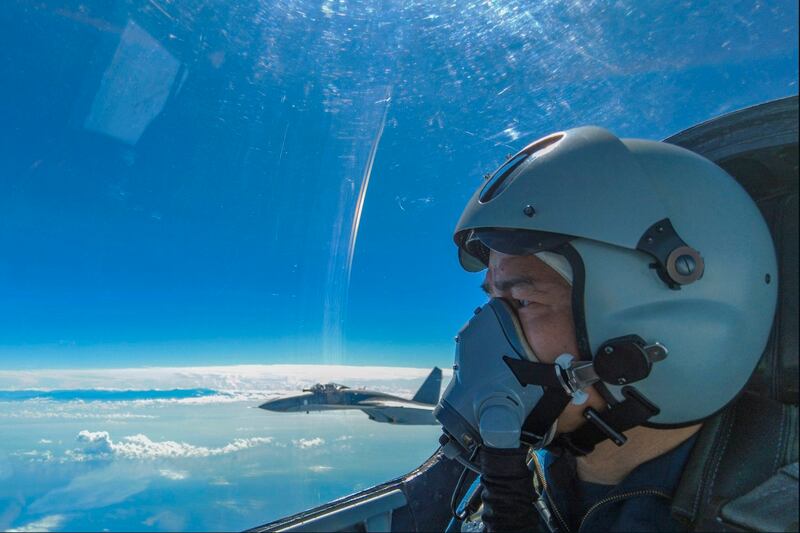 A Navy Force helicopter under the Eastern Theatre Command of China's People's Liberation Army (PLA) takes part in military exercises in the waters around Taiwan, at an undisclosed location August 8, 2022 in this handout picture released on August 9, 2022. Credit: Eastern Theater Command/Handout via Reuters