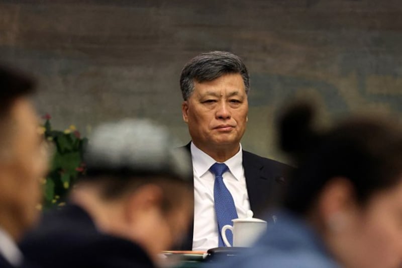 Xinjiang Communist Party Secretary Ma Xingrui attends the Xinjiang delegation meeting on the sidelines of the National People's Congress at the Great Hall of the People in Beijing, March 7, 2024. (Florence Lo/Reuters)