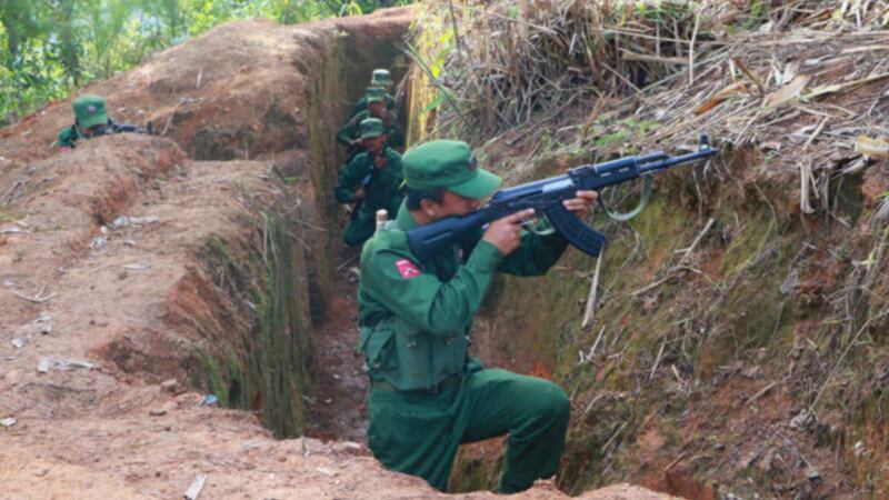 Myanmar National Democratic Alliance Army (MNDAA) fighters in an undated photo. MNDAA