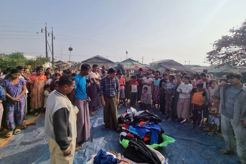 War-displaced persons fleeing Sittwe city, Rakhine State, Myanmar, Jan. 29, 2025.