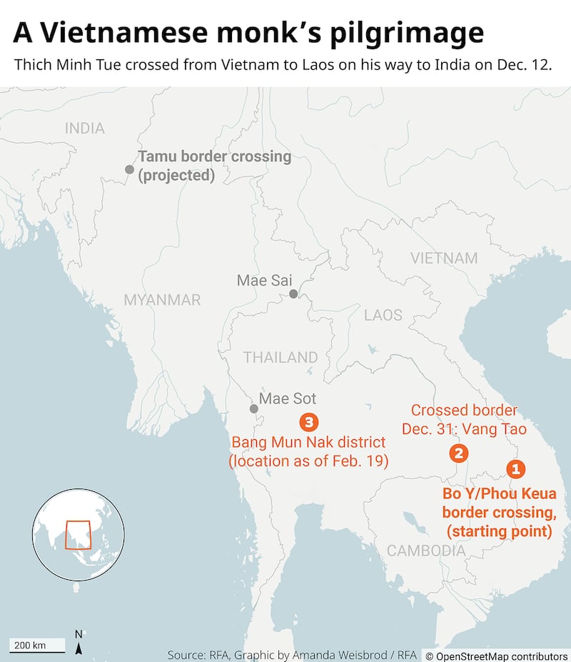 A Vietnamese monk's pilgrimage map