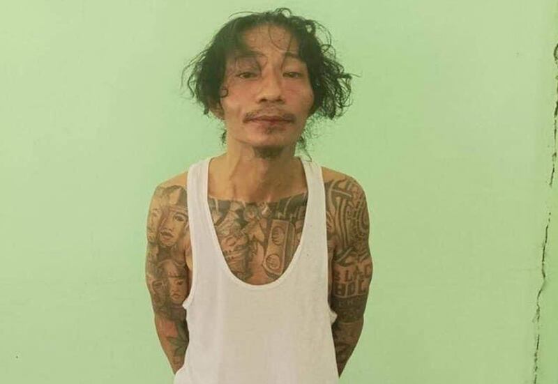 Pro-junta Telegram channels published a photo of hip hop singer Byu Har in handcuffs after he was arrested and allegedly beaten by military authorities on May 25, 2023, Credit: Myanmar Hard Talk Telegram