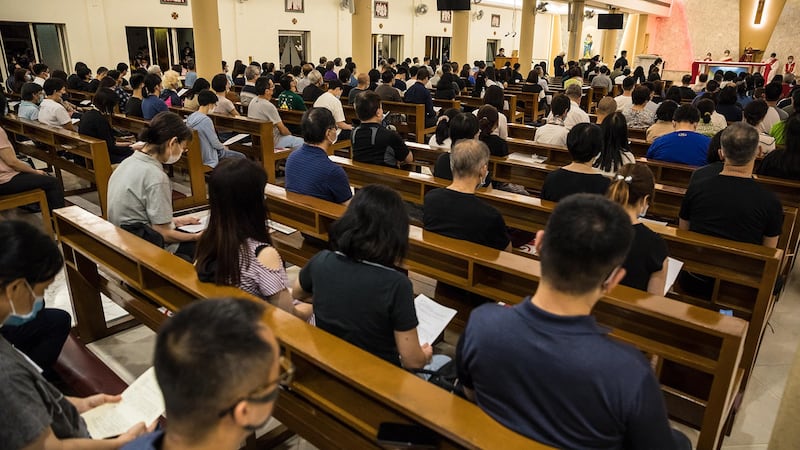 香港一家教会的信徒在聚会。（法新社）