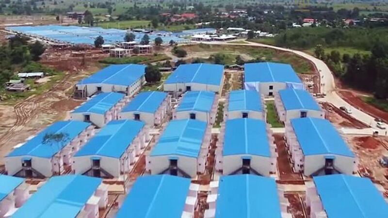 An aerial view of the China-backed Shwe Kokko new city project along the Thaungyin River in southeastern Myanmar's Kayin state, August 2019.