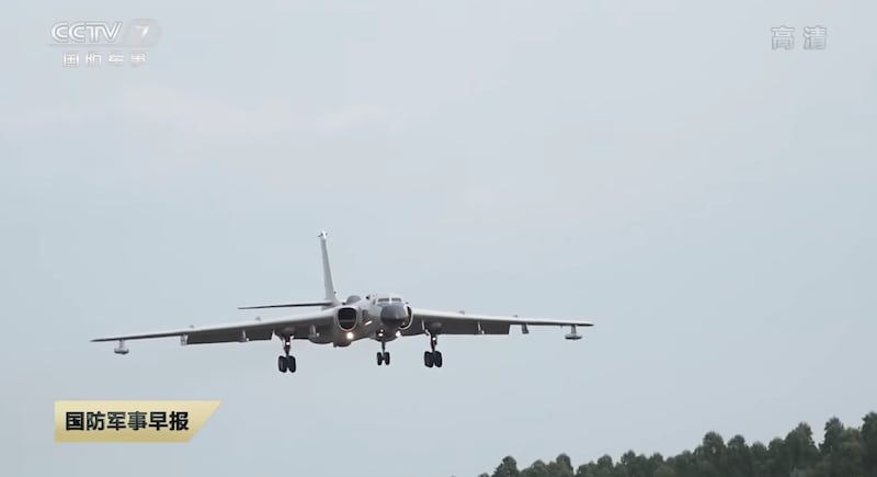 Chinese strategic bomber H-6J conducting live-fire exercise in the South China Sea on an unspecified date. Credit: CCTV