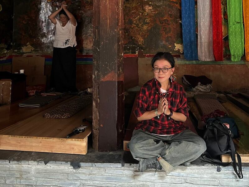 Tibetan poet and writer Woeser is seen at Samye Monastery in Tibet in August 2023. (Provided by Woeser)