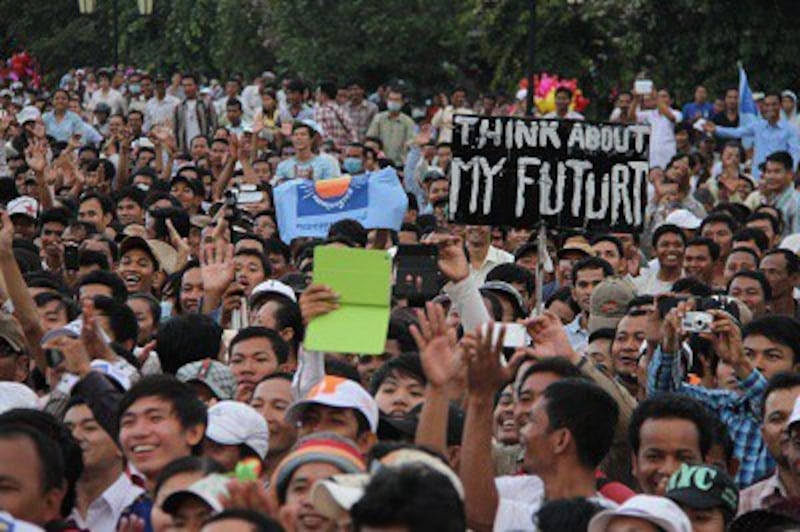 CNRP supporters rally in Phnom Penh's Freedom Park, Aug. 26, 2013. Photo credit: RFA