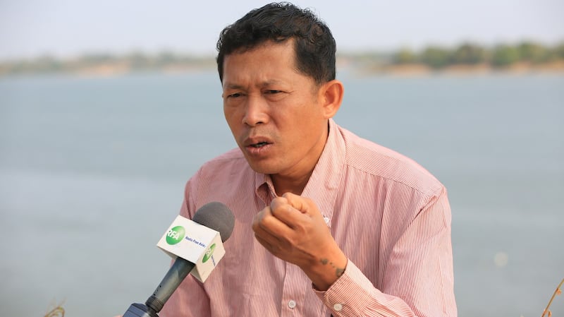 Siek Mekong speaks to RFA's Khmer Service during an interview in Steung Treng province, March 26, 2016.