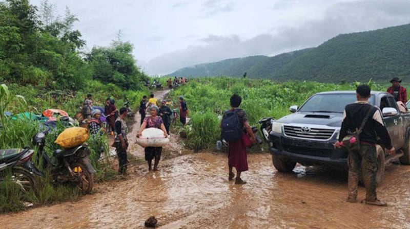 People displaced by fighting in Myanmar's Kayah state are impacted by flooding, Sept. 15, 2024. (Karenni National Women's Organization)