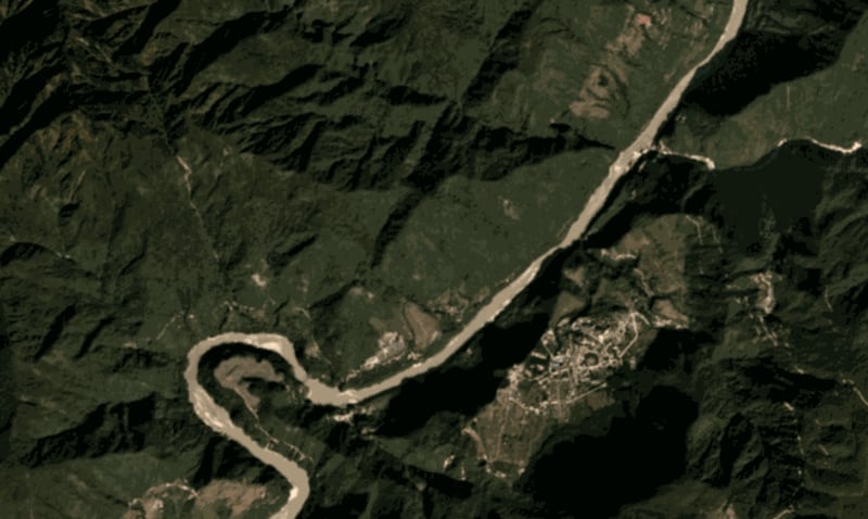 A view of China's planned dam and hydropower project on Tibet's Yarlung Tsangpo River, which becomes the Brahmaputra river in India and Bangladesh.