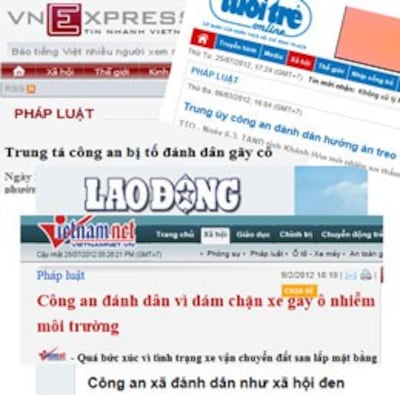 Báo chi thường xuyên có tin công an coi thường luật pháp. RFA file