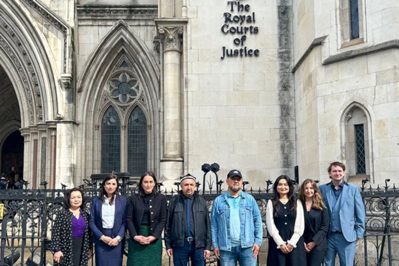 An image posted to the Global Legal Action Network's Facebook page on May 15, 2024, with the caption: 'We're in court representing World Uyghur Congress at the Court of Appeal to ensure that no one in the UK profits from forced labor cotton produced alongside the brutal oppression of the Uyghur people.' (GLAN via Facebook)