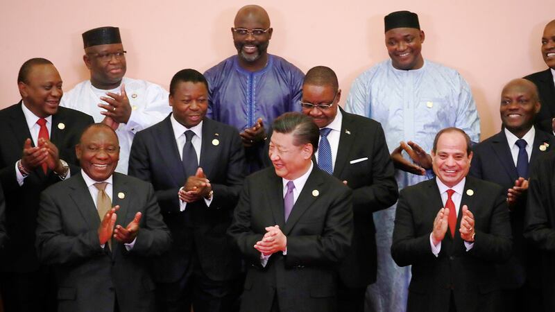 2018年9月3日，习近平在北京举行中非合作论坛（FOCAC）2018北京峰会上。（美联社）