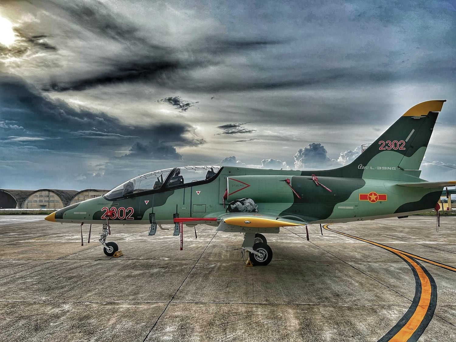 L-39 Skyfox aircraft with Vietnamese air force markings at an unidentified military airport in Vietnam, March 2025.