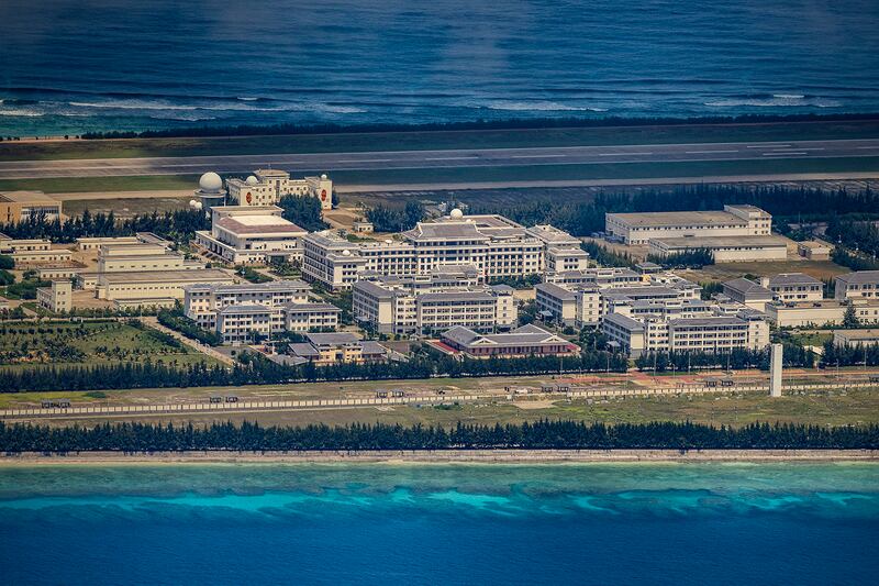 China has built an airfield, buildings and other structures on the Spratly Islands’ Fiery Cross Reef in the South China Sea, Oct. 25, 2022.