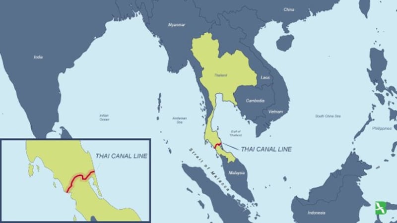 The Thai Canal proposal would involve construction along what's called the 9A route, which cuts across five southern provinces.